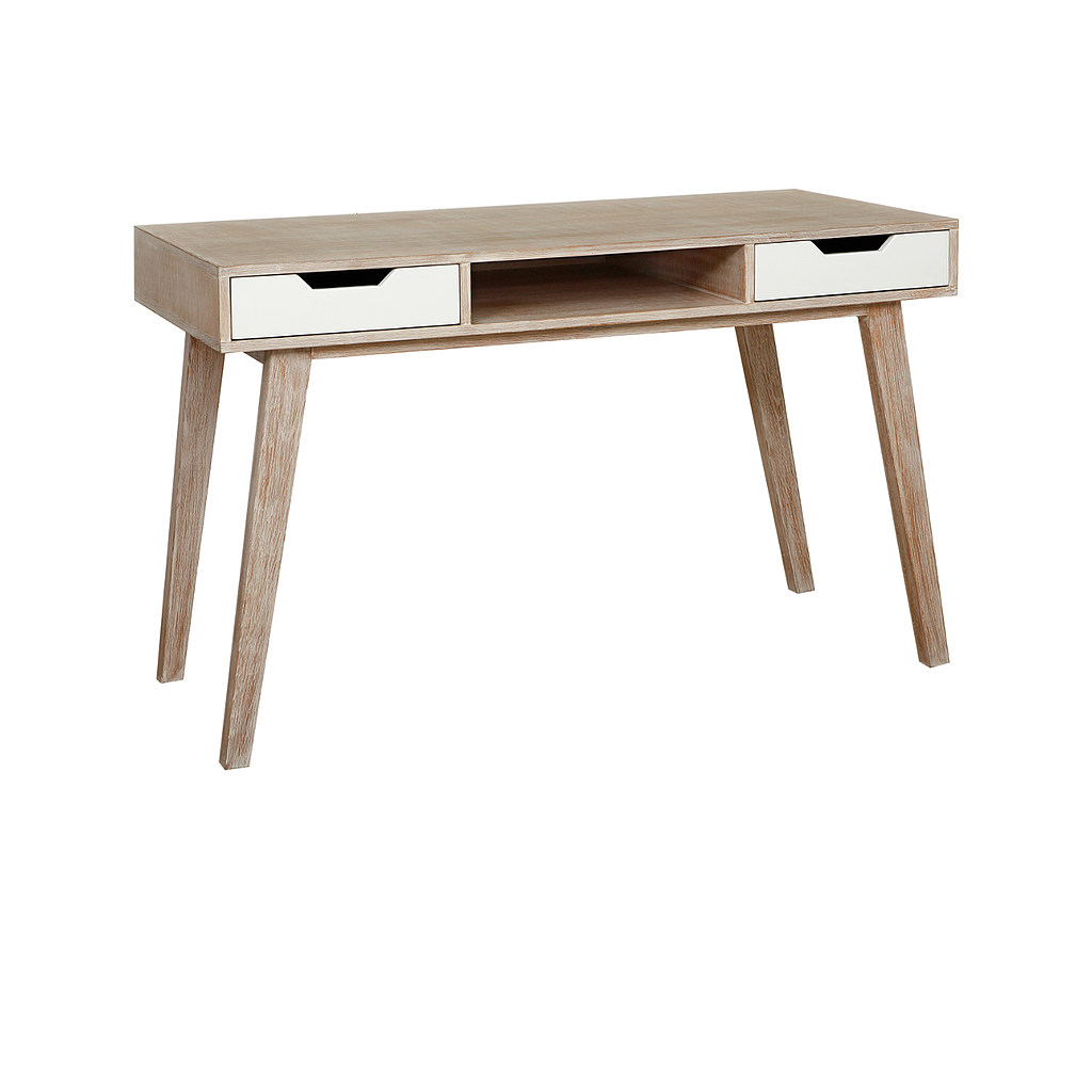 OSLO - Desk L120 x W55 - Whitened acacia and White lacquer