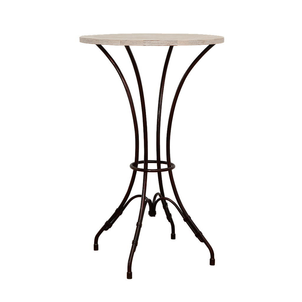 LUCY - High table Diam.70 x H113 - Burnish and Whitened acacia
