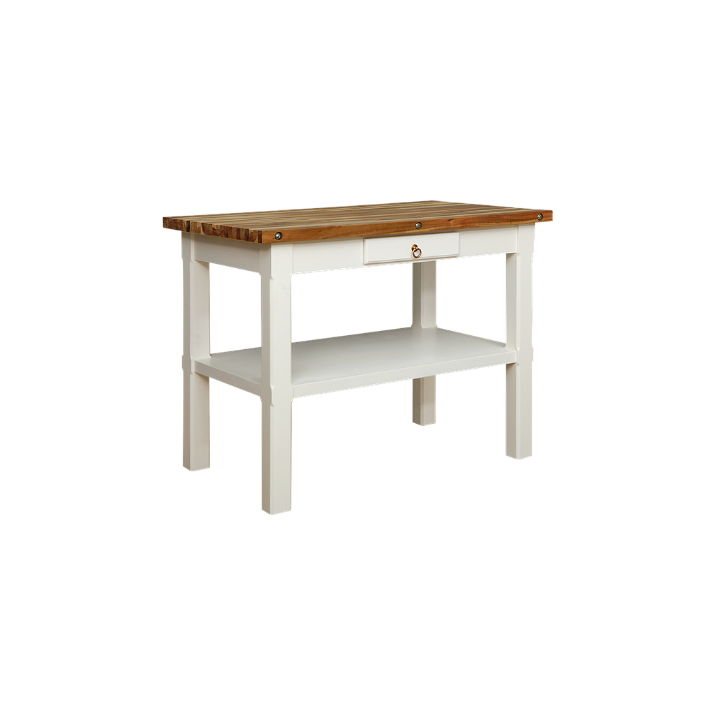 PROVENCE - Kitchen island L110 x W66 - Brushed white and Natural acacia