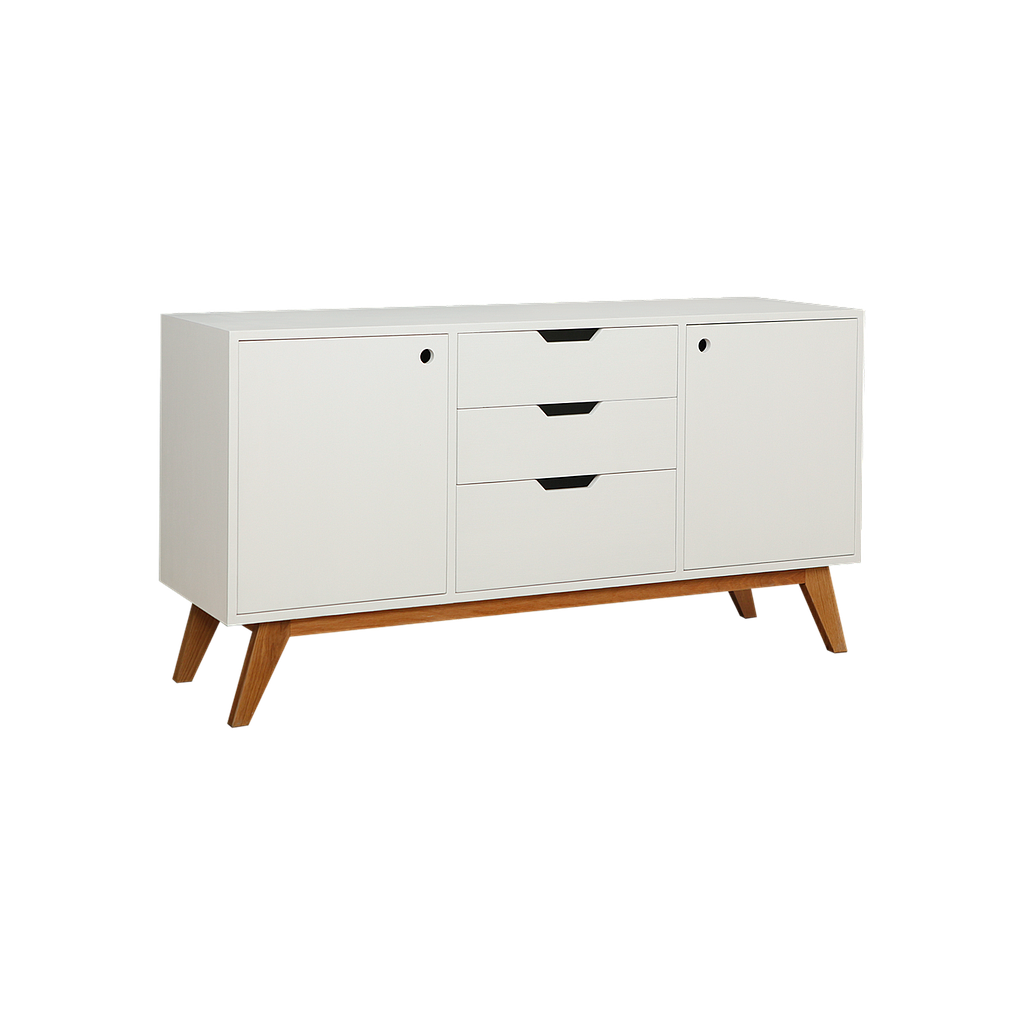 OSLO - Sideboard L145 - White lacquer and Natural oak