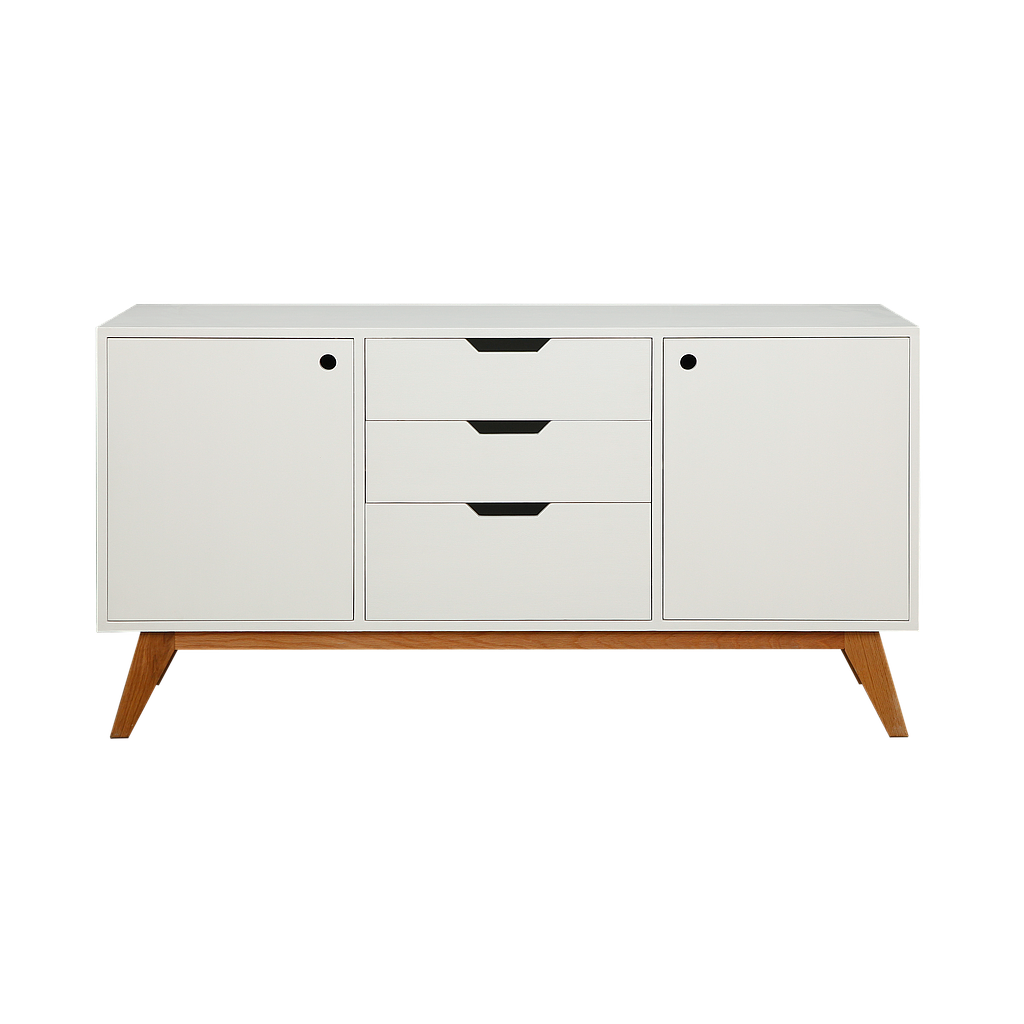 OSLO - Sideboard L145 - White lacquer and Natural oak