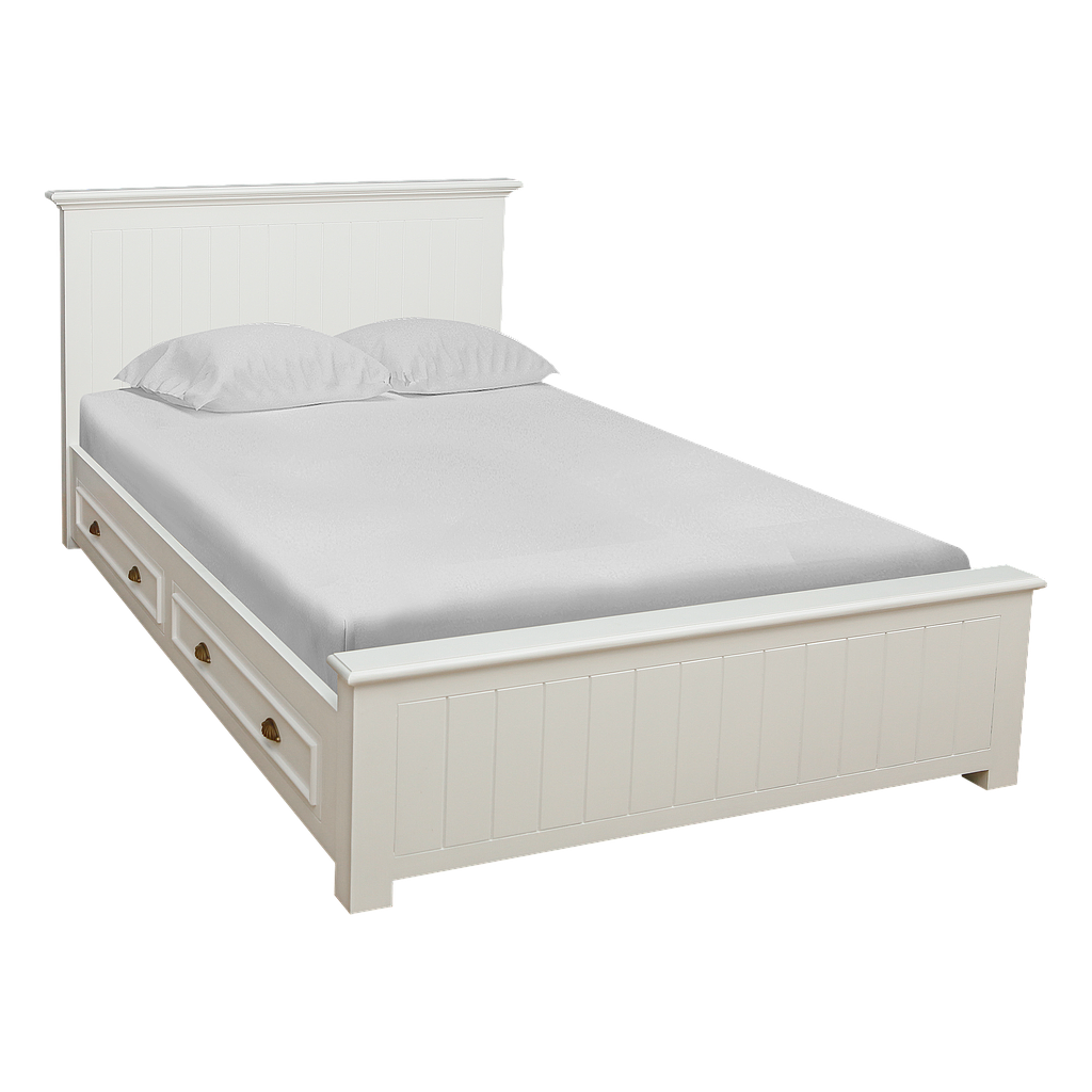 NEIL - Twin size bed / 4-drawers (Mattress 120x200) - Brushed white