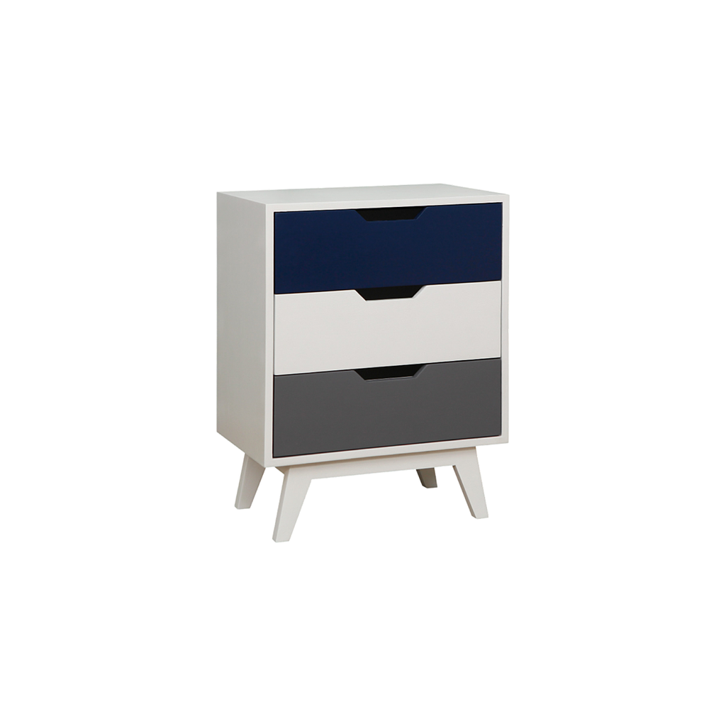 OSLO - Bedside table H65 - White and multicolor lacquer
