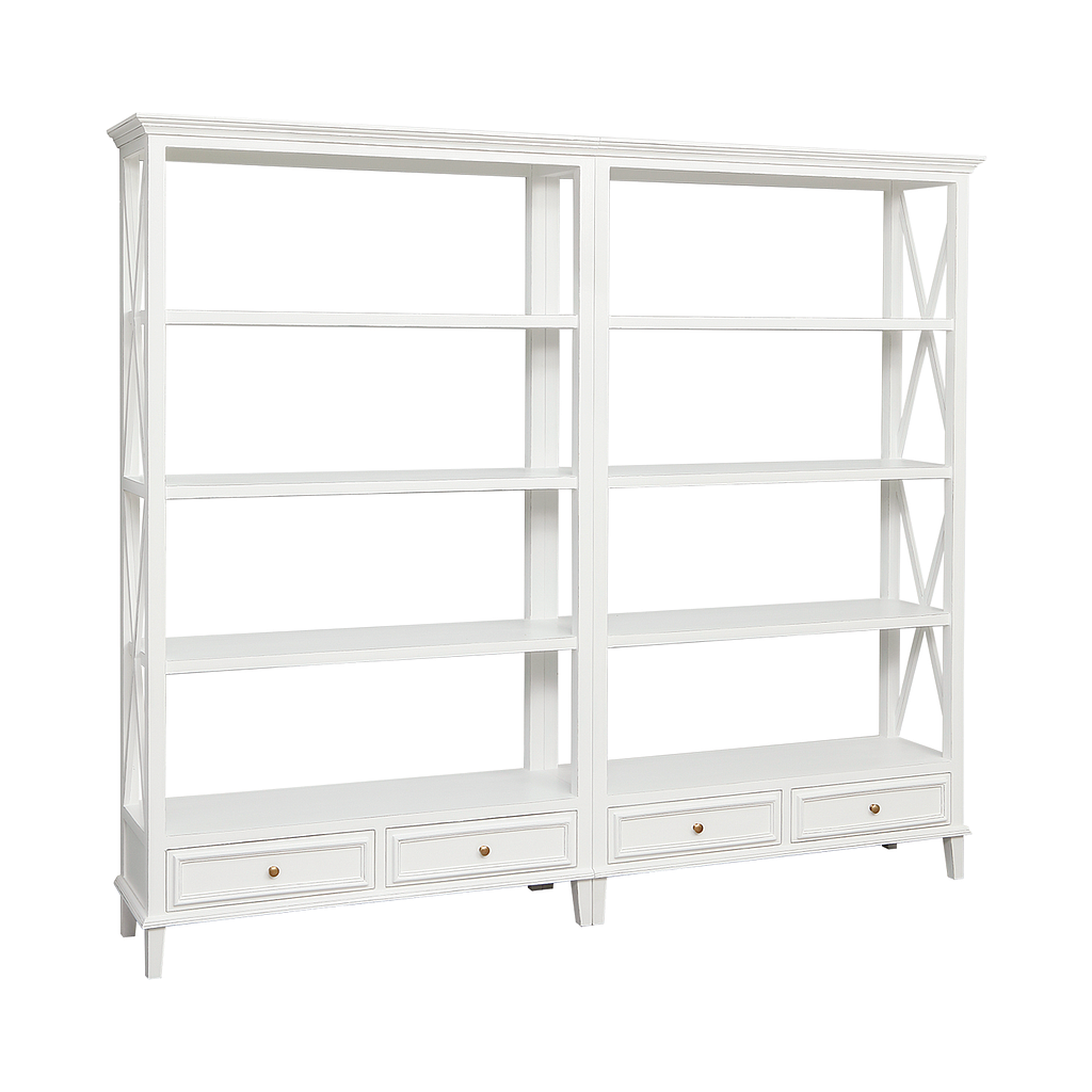 DAPHNEE - Bookcase L220 x H190 - Brushed white