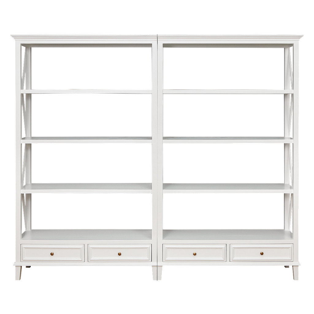 DAPHNEE - Bookcase L220 x H190 - Brushed white