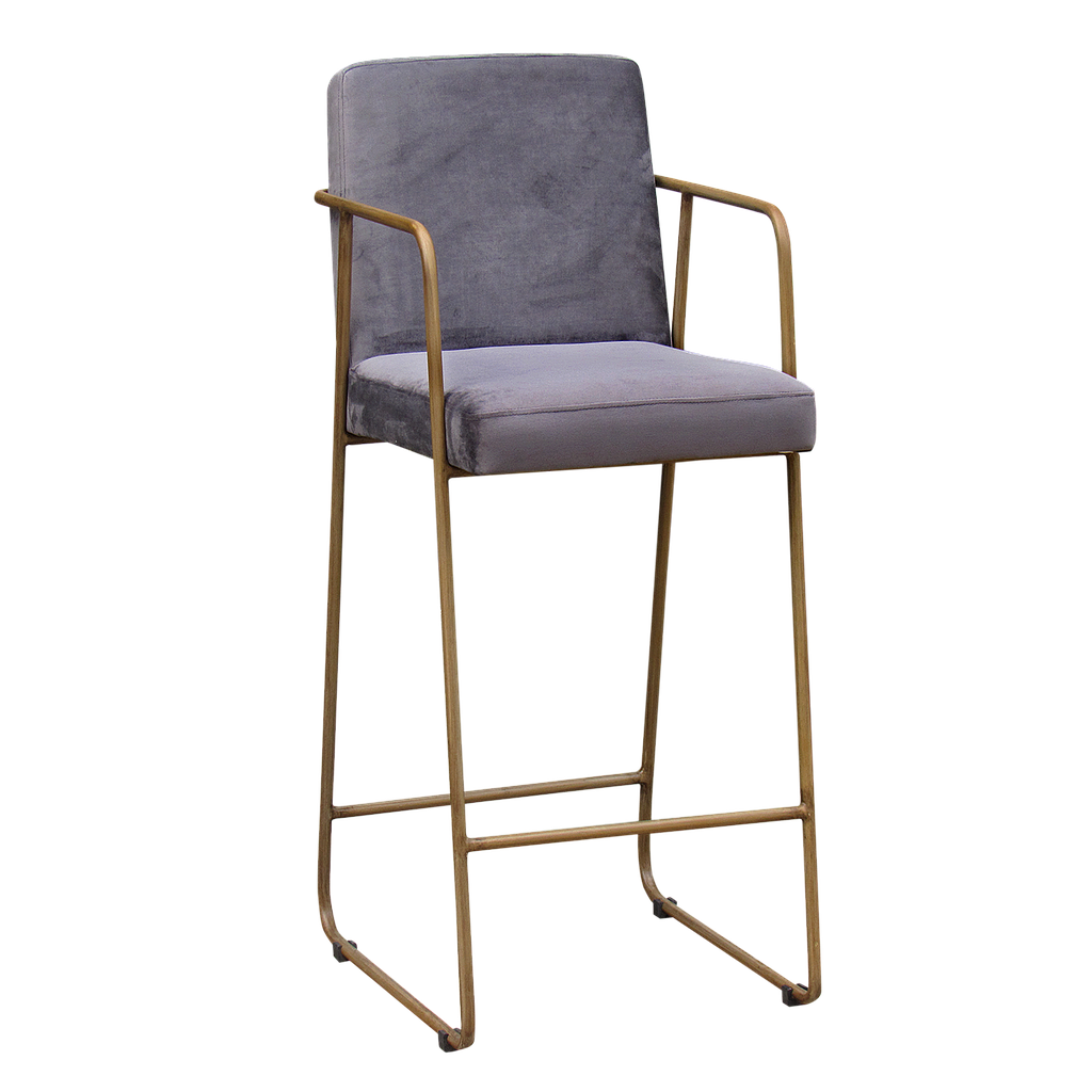 LENNY - Bar chair H110 - Vintage brass and Purple velvet cover