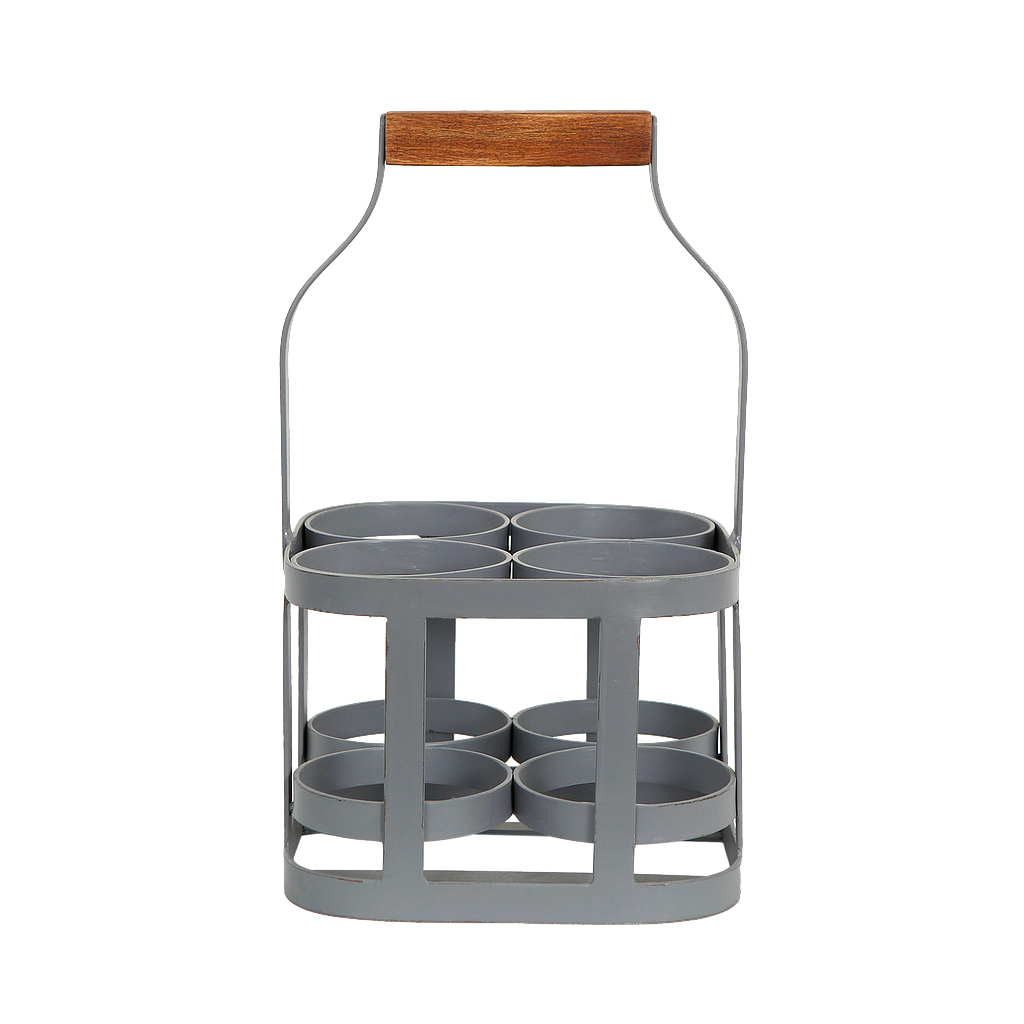 SITKA - 4-bottle rack H36 - Patina pearl grey and wooden handle
