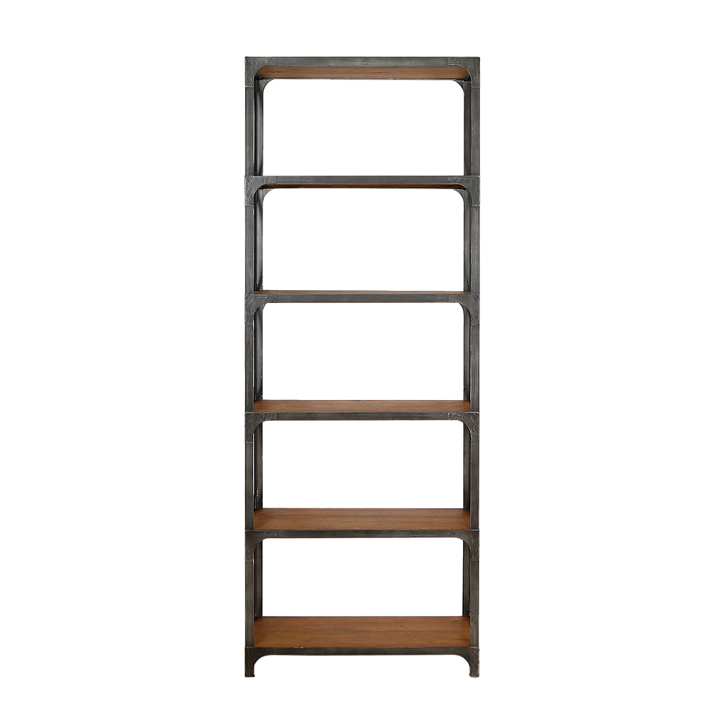 MANHATTAN - Bookcase L75 x H204 - Vintage anthracite and Washed antic