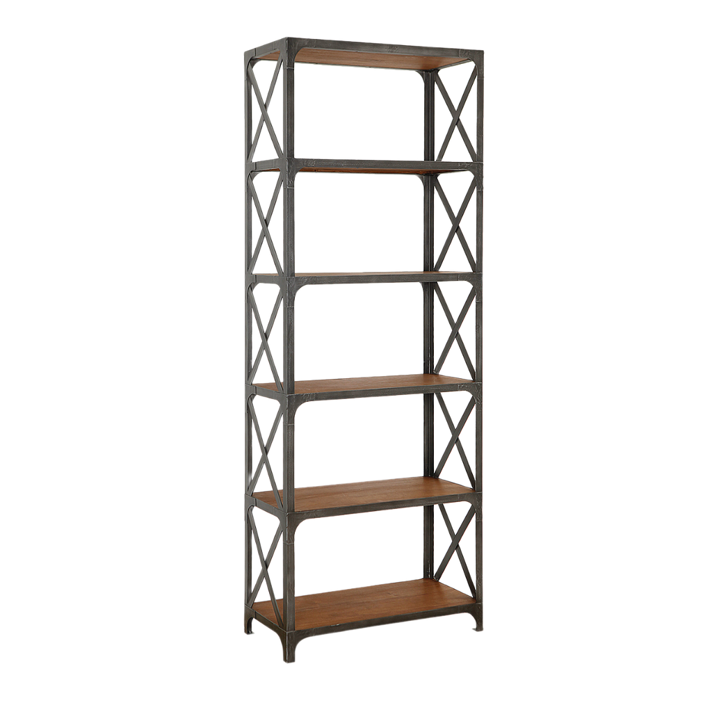 MANHATTAN - Bookcase L75 x H204 - Vintage anthracite and Washed antic