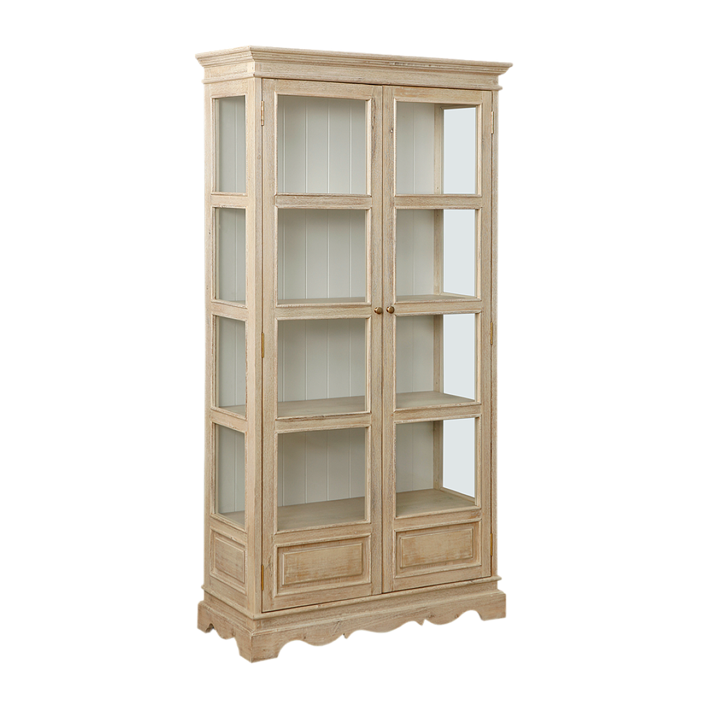 LILY - Display case L98 x H190 - Whitened acacia and White