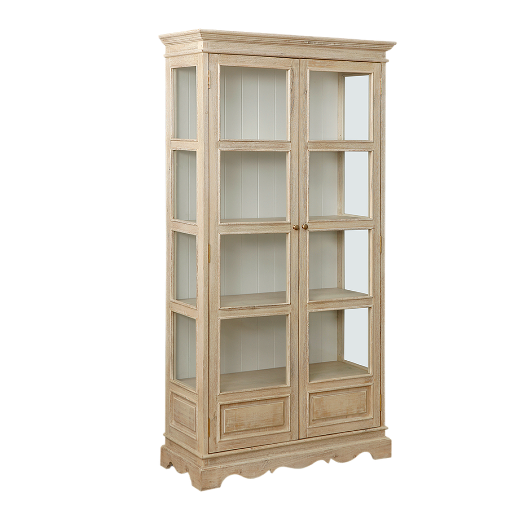 LILY - Display case L98 x H190 - Whitened acacia and White