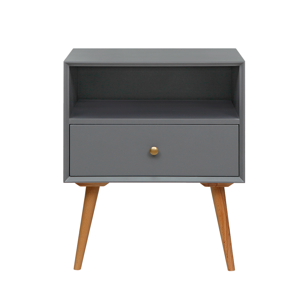 NESSIE - Bedside table H60 - Pearl grey and natural beech