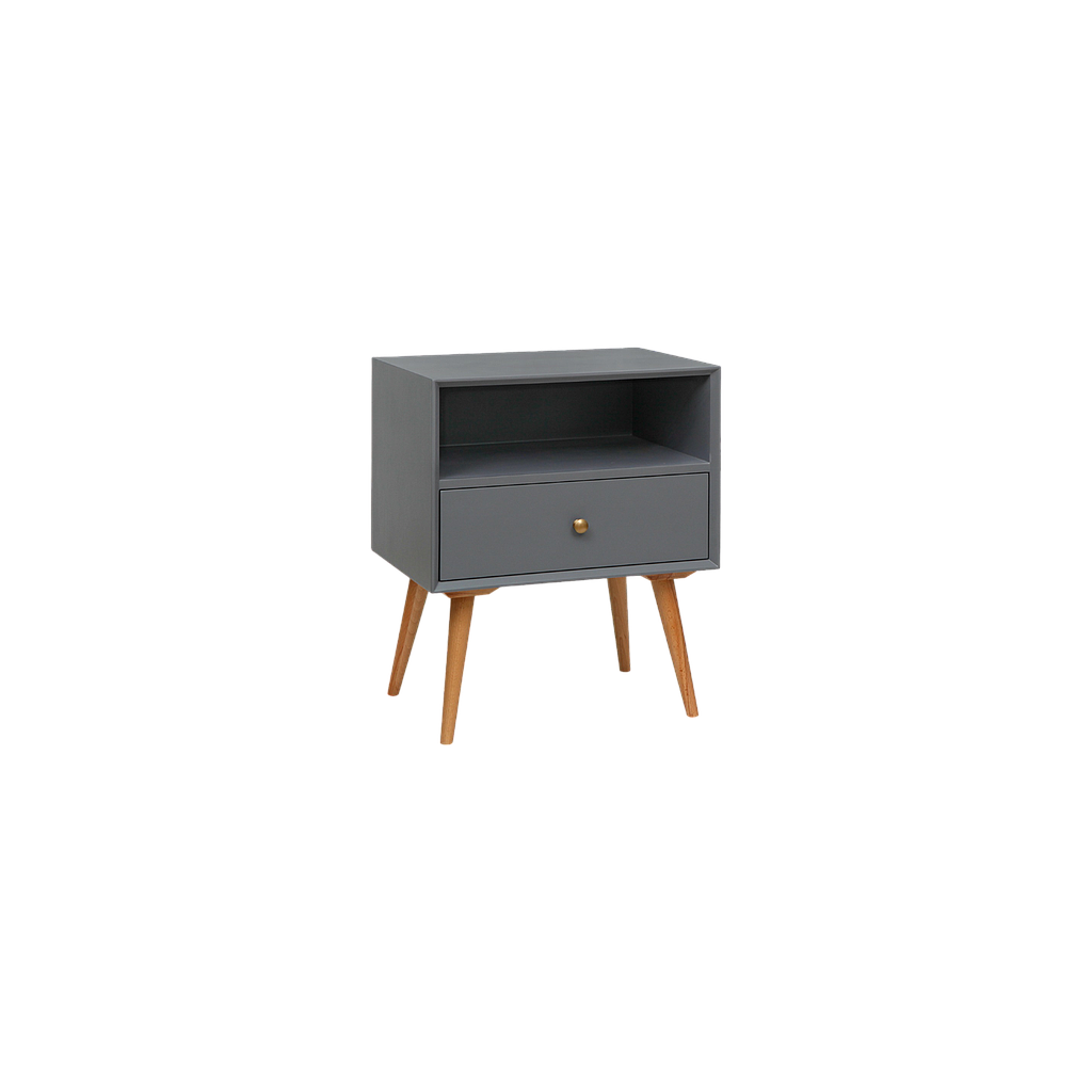 NESSIE - Bedside table H60 - Pearl grey and natural beech