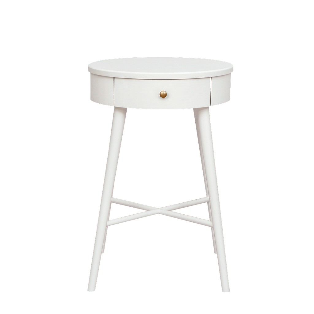 AGHATE - Round bedside table H60 - White