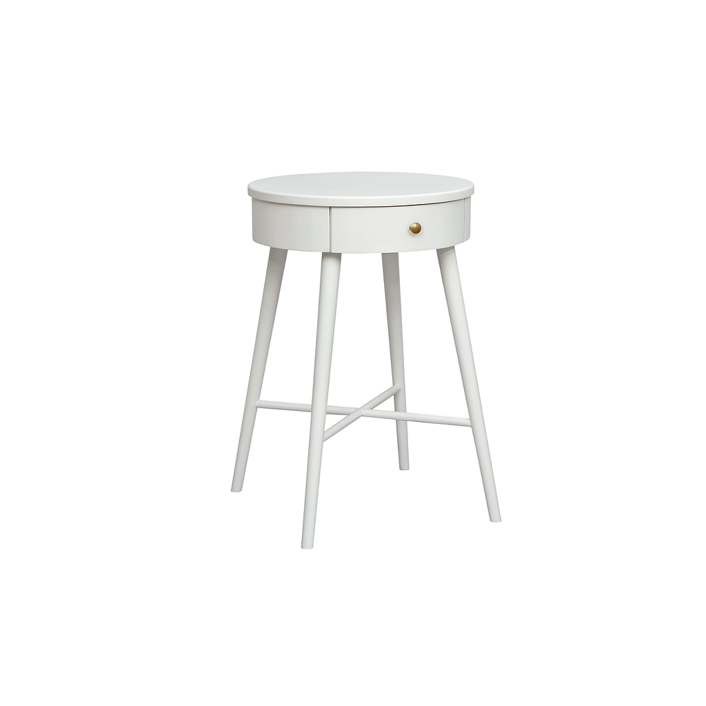 AGHATE - Round bedside table H60 - White