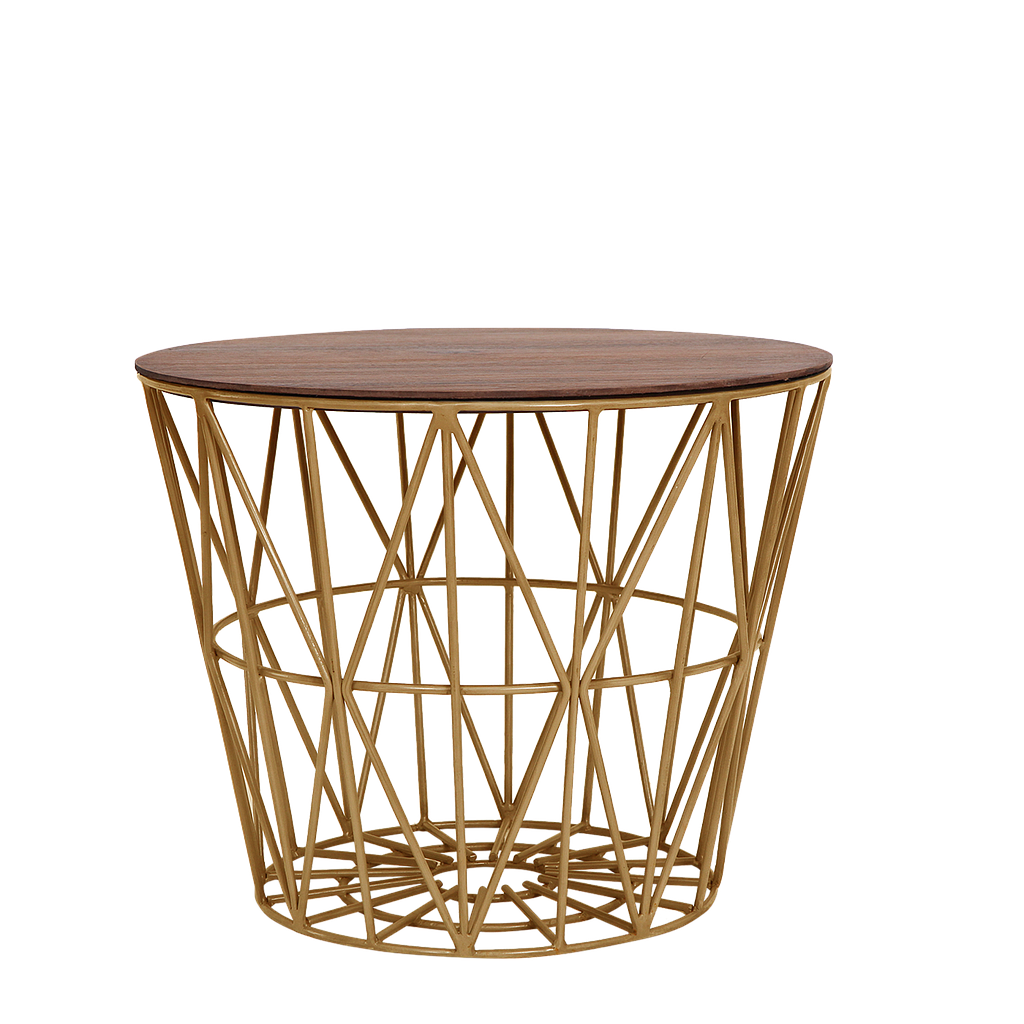 TAIS - Side table Diam.50 x H41 - Gold and Washed antic