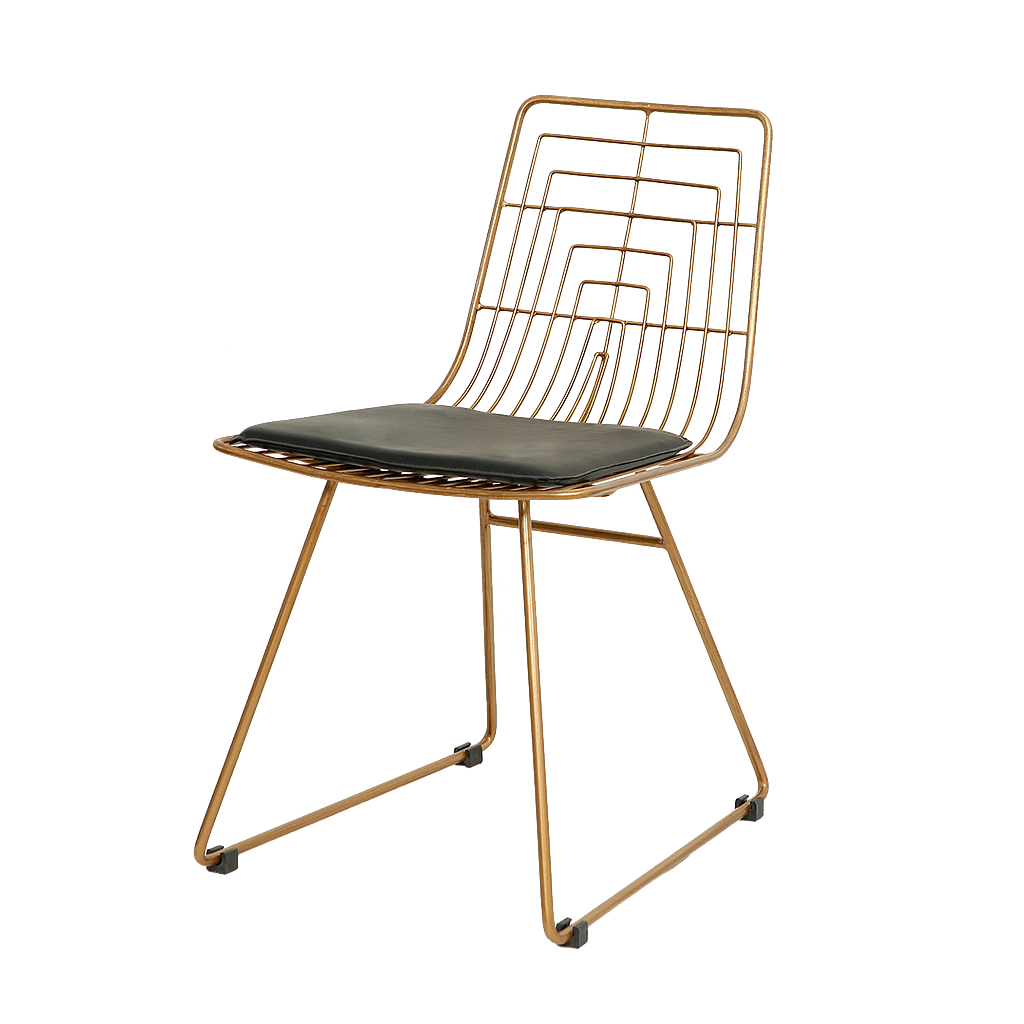 WIRE - Chair - Vintage brass and Black cover