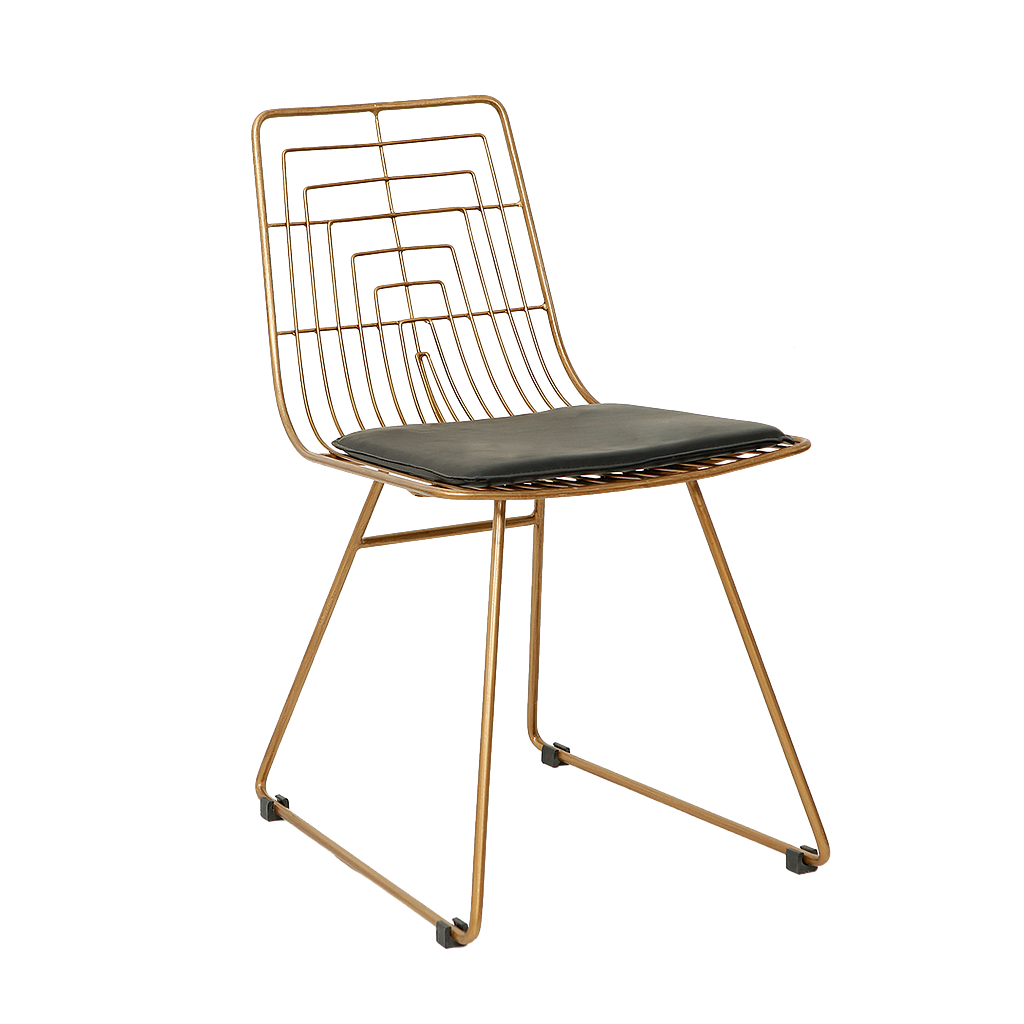 WIRE - Chair - Vintage brass and Black cover