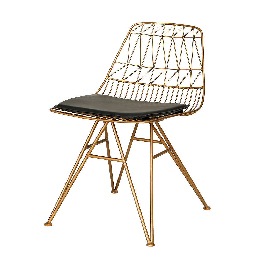 WIRE - Chair - Vintage brass and Black cover