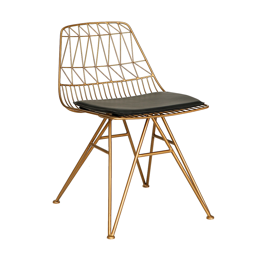 WIRE - Chair - Vintage brass and Black cover