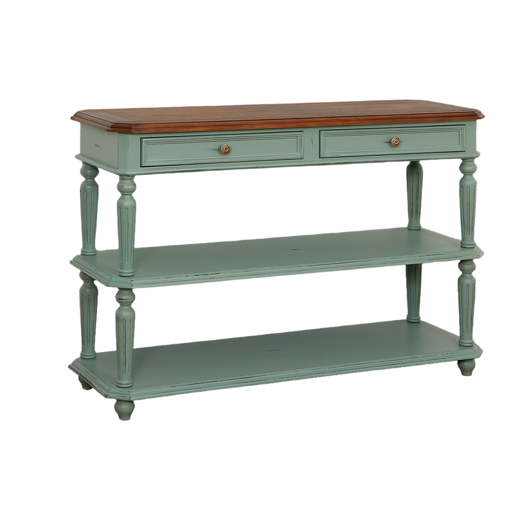 ANNE - Console table L120 - Patina mint and Washed antic