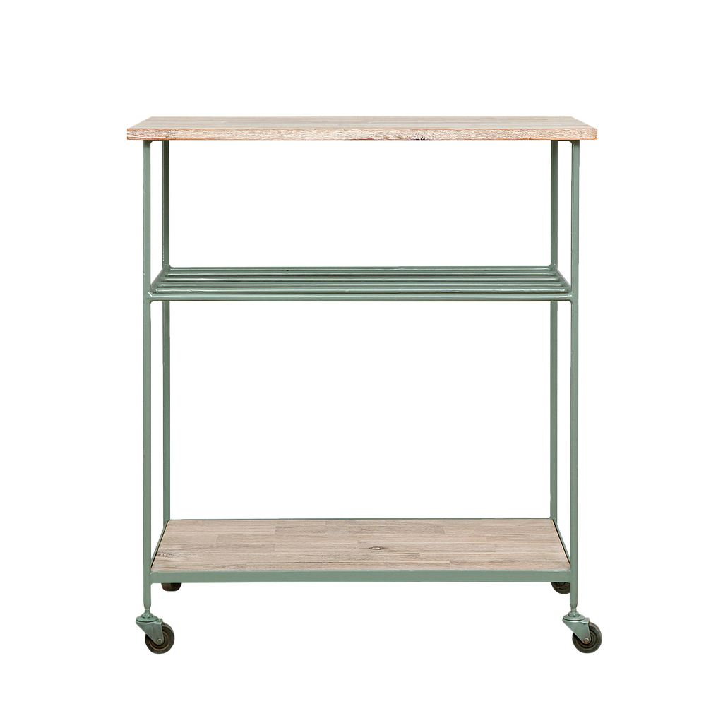 DIGNE - Kitchen trolley L80 - Mint and Whitened acacia