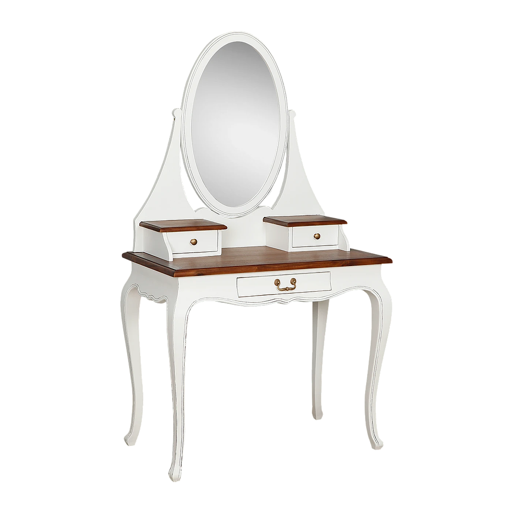 ALEXIA - Dressing table L90 x W50 - Brocante white and Washed antic