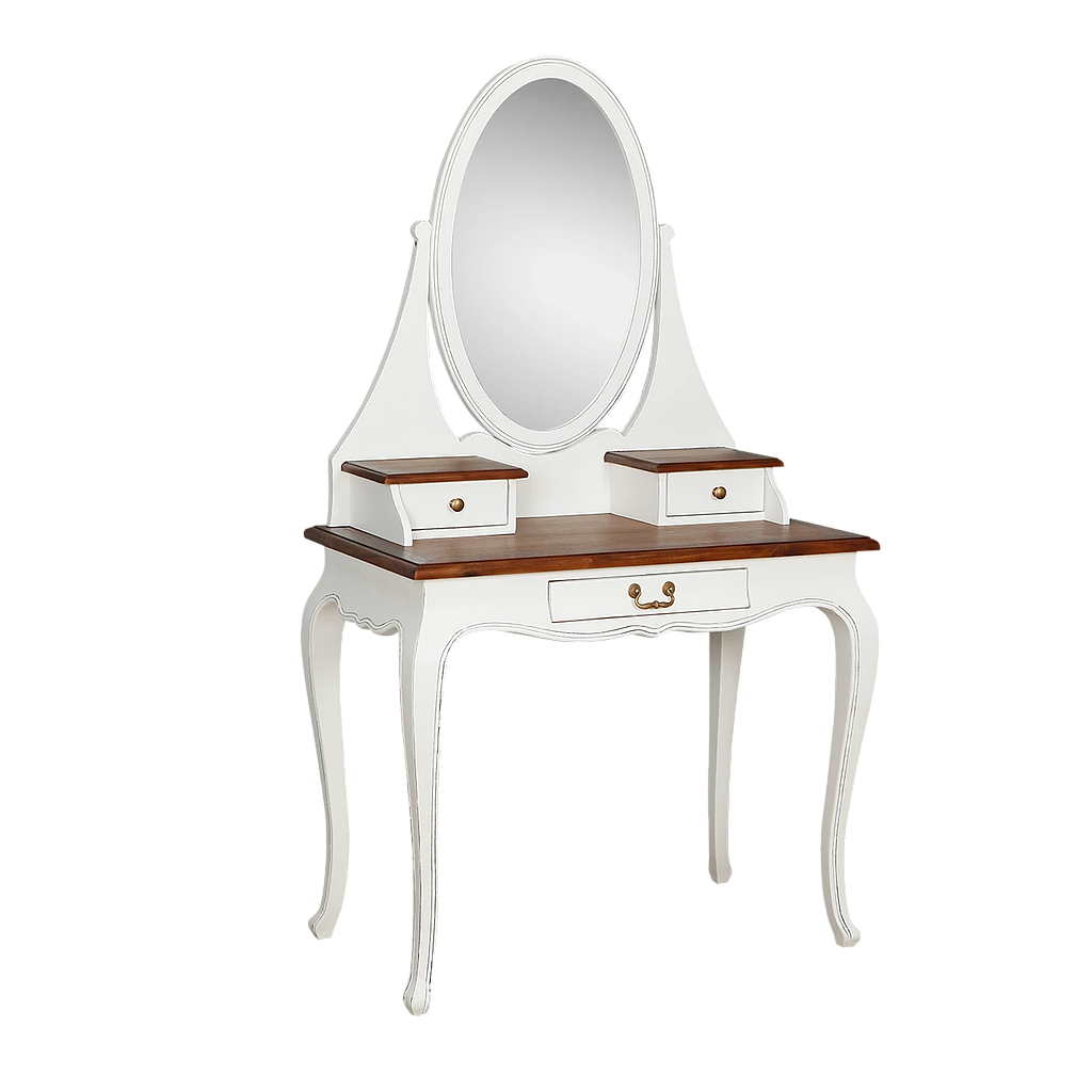 ALEXIA - Dressing table L90 x W50 - Brocante white and Washed antic