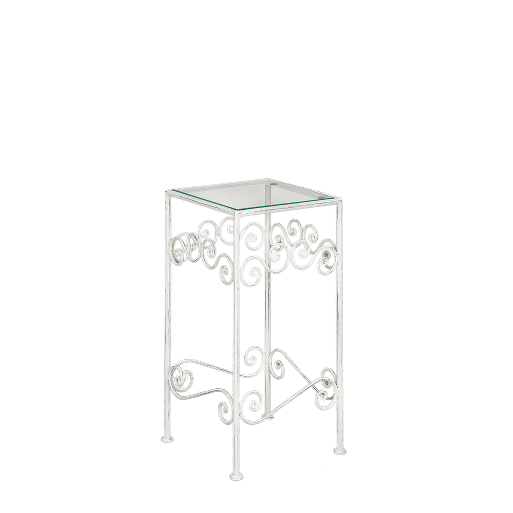KATRIN - Pedestal end table L25 x H50 - Patina white