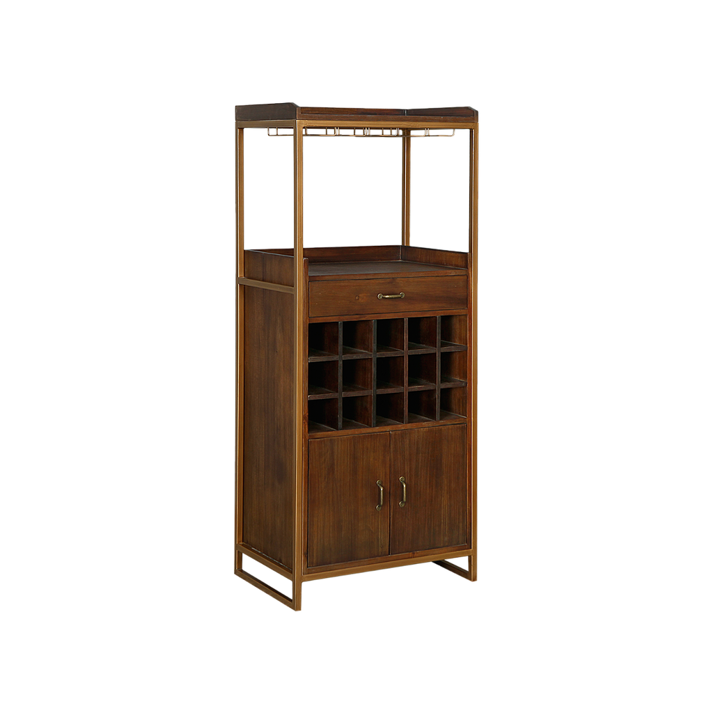 PAOLI - Bar cabinet L61 x H145 - Vintage brass and Mokka
