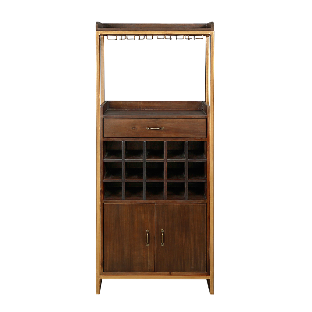 PAOLI - Bar cabinet L61 x H145 - Vintage brass and Mokka