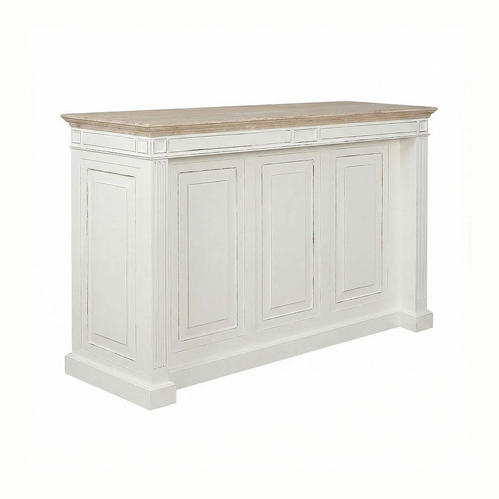 MARTY - Counter L160 x H105 - Brocante white and Whitened acacia