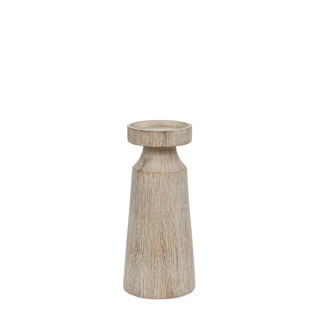 HEIMER - Wooden candlestick H25 - Whitened acacia