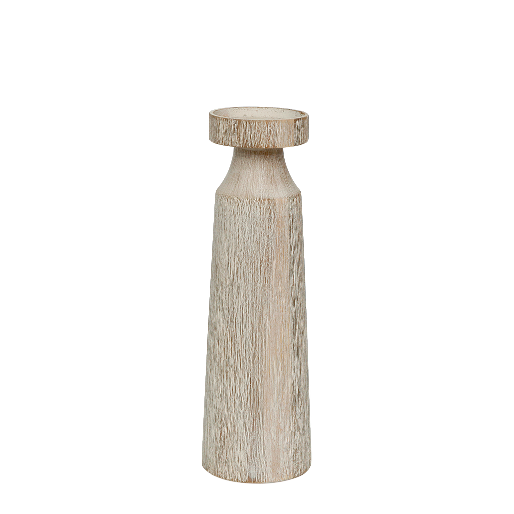 HEIMER - Wooden candlestick H35 - Whitened acacia