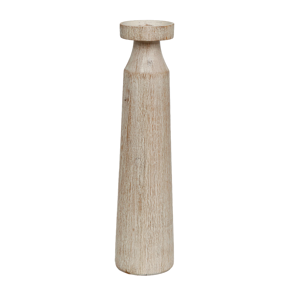 HEIMER - Wooden candlestick H45 - Whitened acacia
