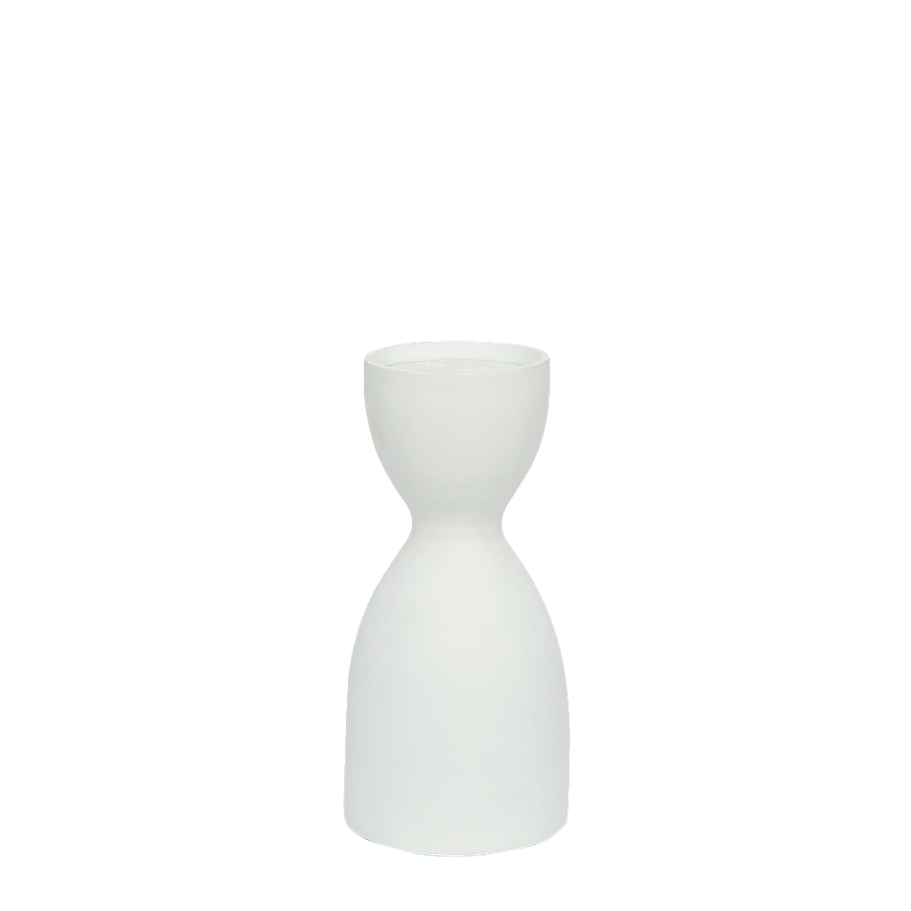 HANNE - Wooden candlestick H25 - White