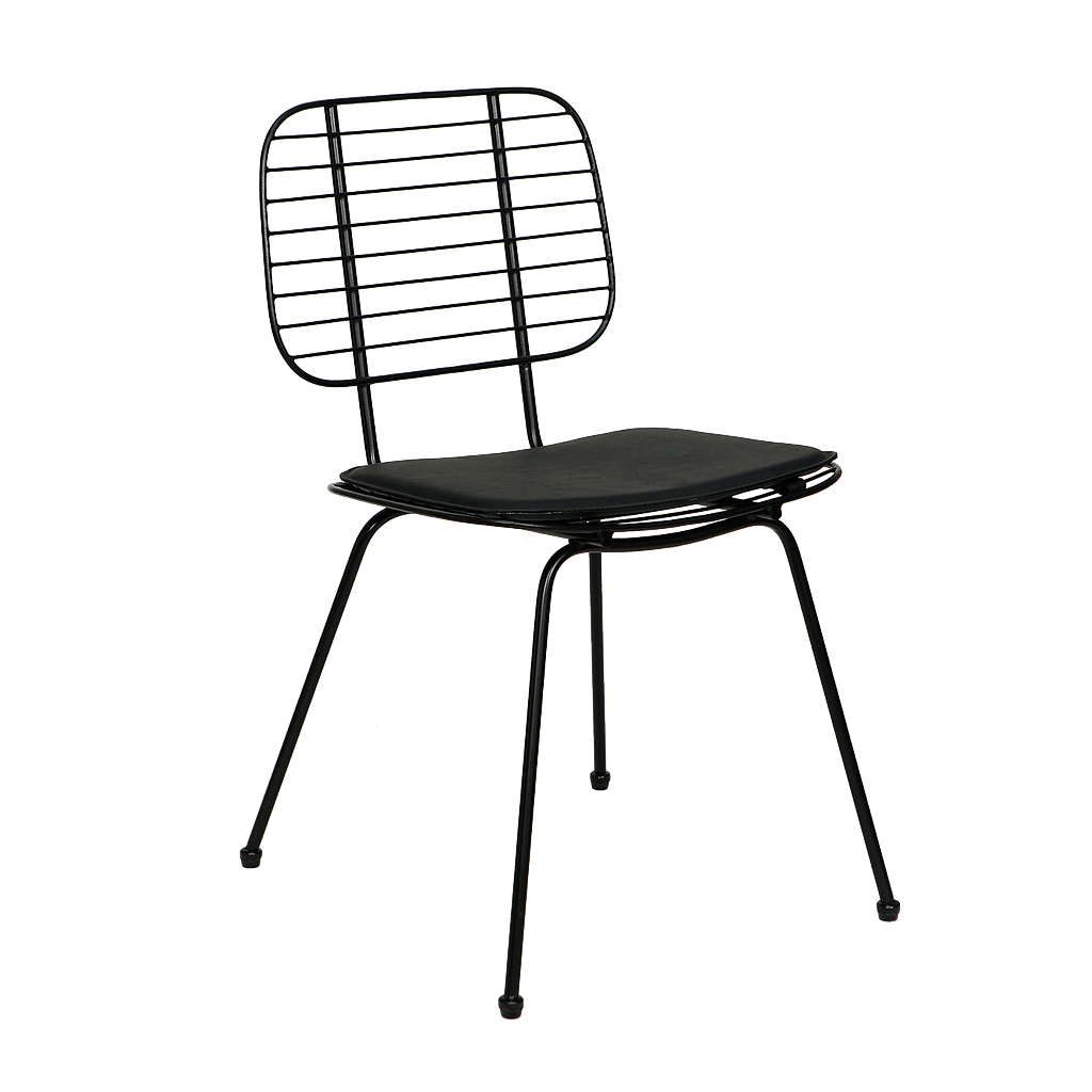 LORENZO - Metal chair - Matt black and Black cover