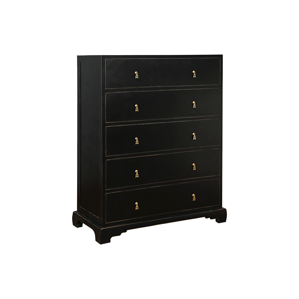 NANKIN - Chest of drawers L105 x H130 - Brocante black