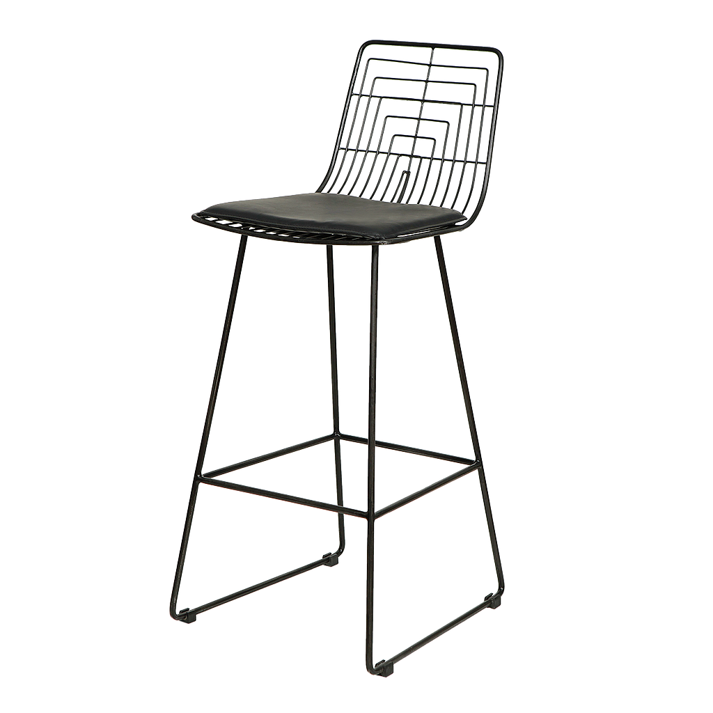 WIRE - Bar chair H104 - Vintage anthracite and Black cushion