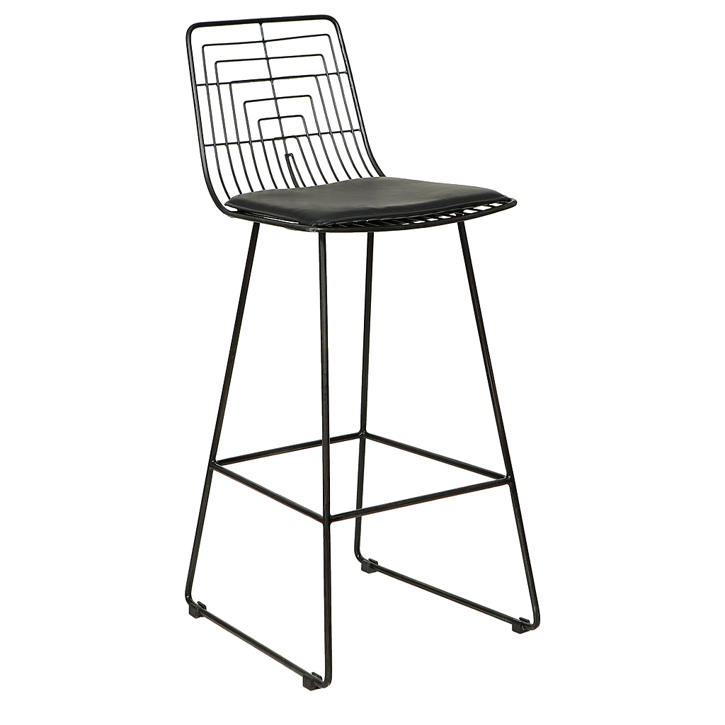 WIRE - Bar chair H104 - Vintage anthracite and Black cushion