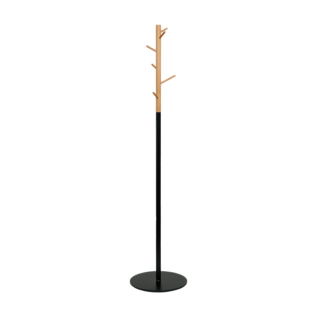 KIARA - Coat stand H180 - Matt black and Natural beech