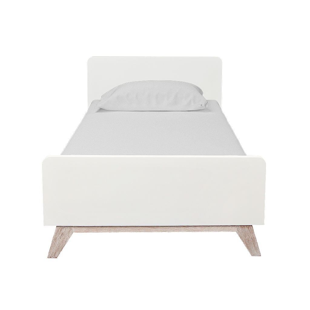 DONAN - Single size bed 100x200 - White and whitened acacia