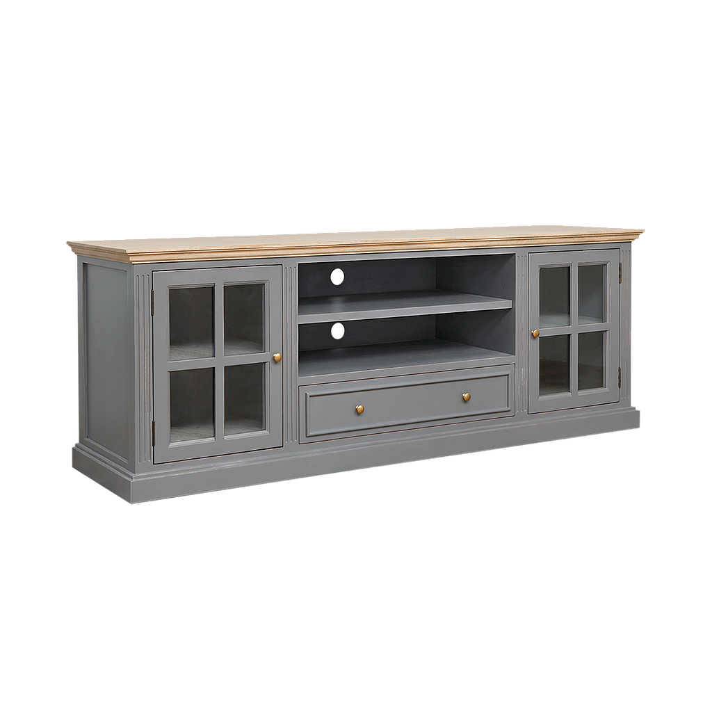 JERZY - TV stand L180 - Brocante pearl grey and Toffee