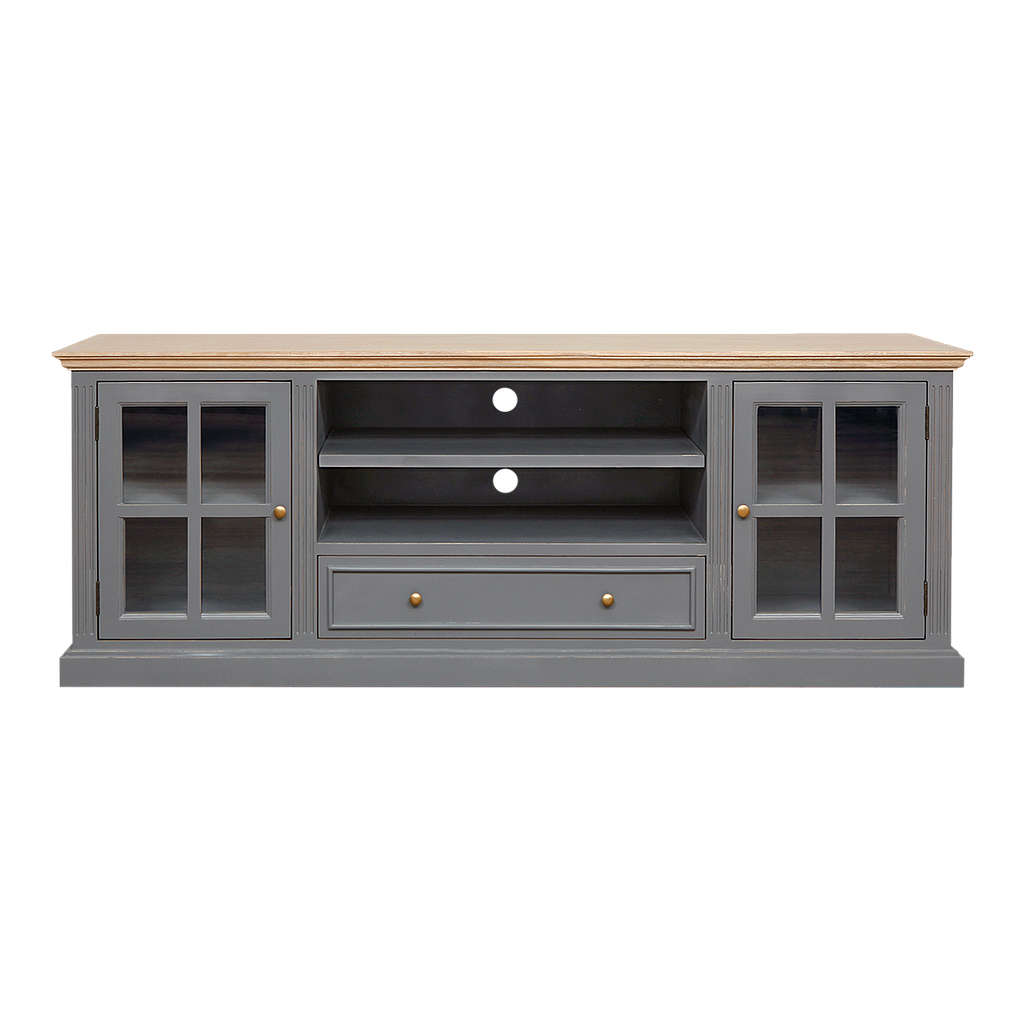 JERZY - TV stand L180 - Brocante pearl grey and Toffee