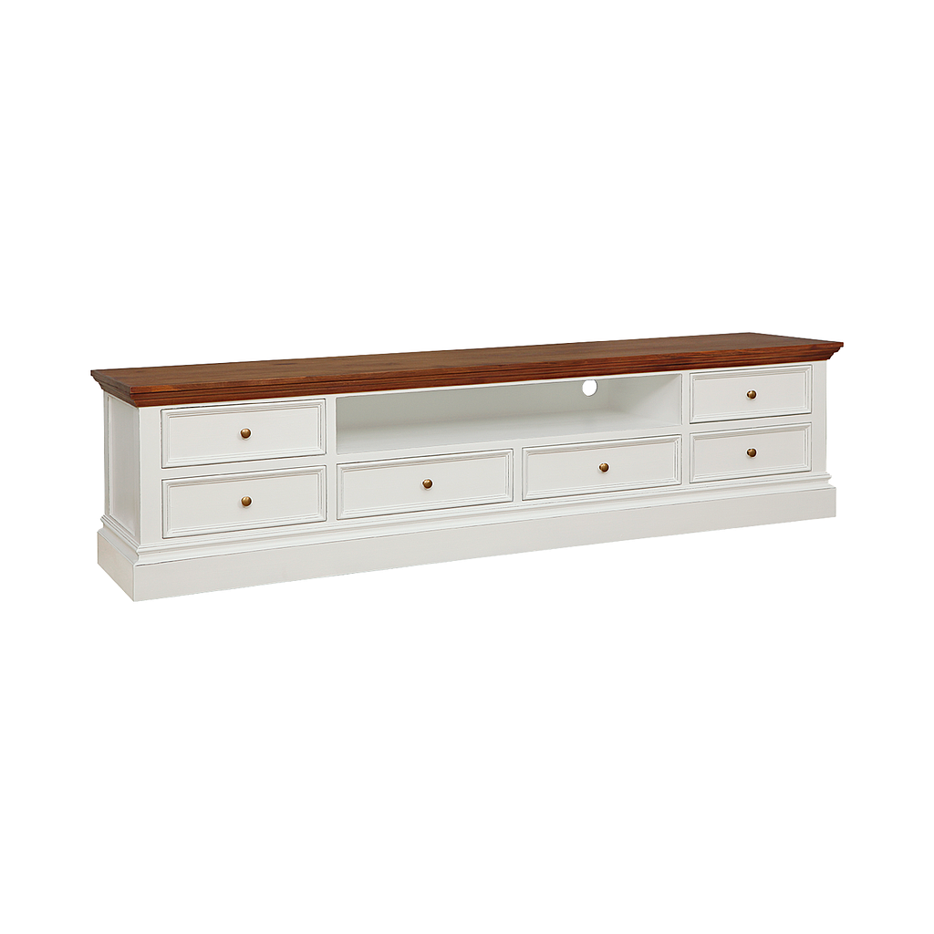 AIX - TV stand L200 - Brocante white and Washed antic
