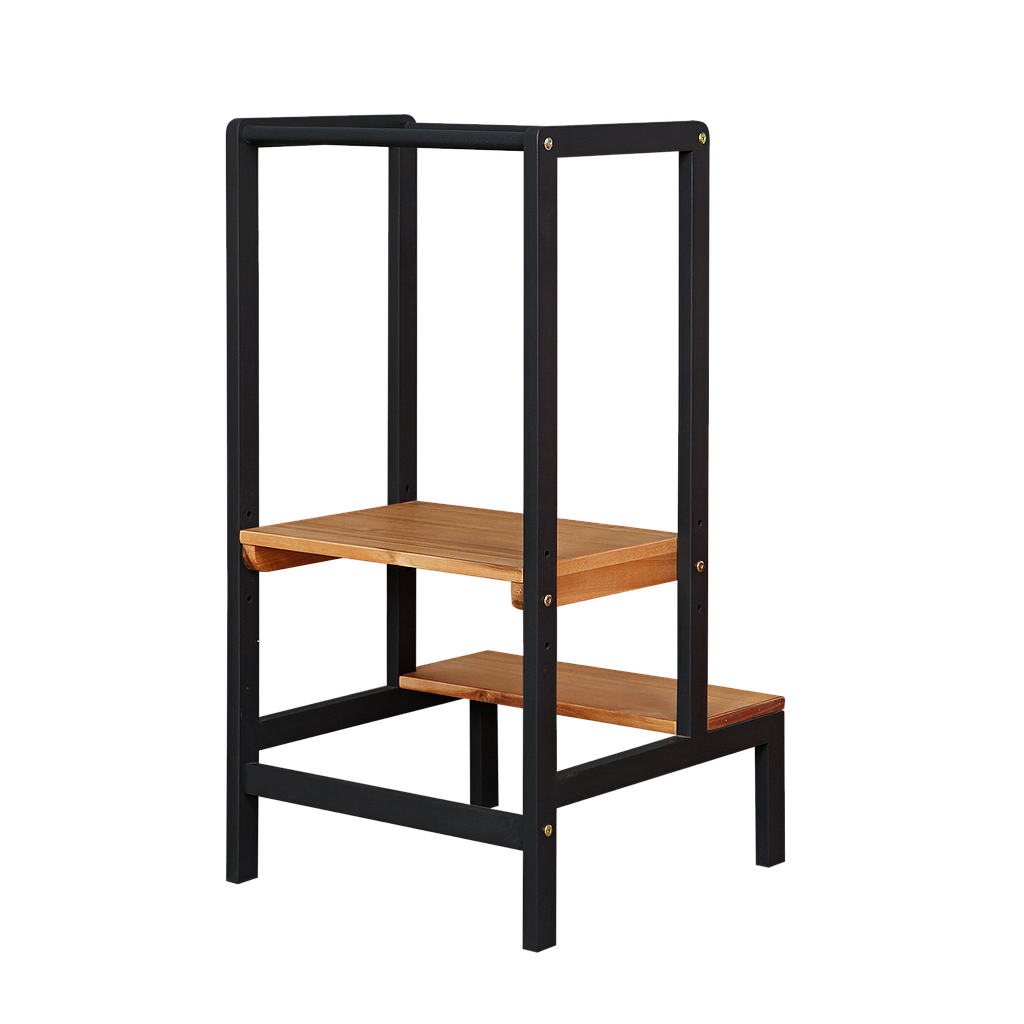 MONTESSORI - Classic Learning Tower - Black and Natural acacia