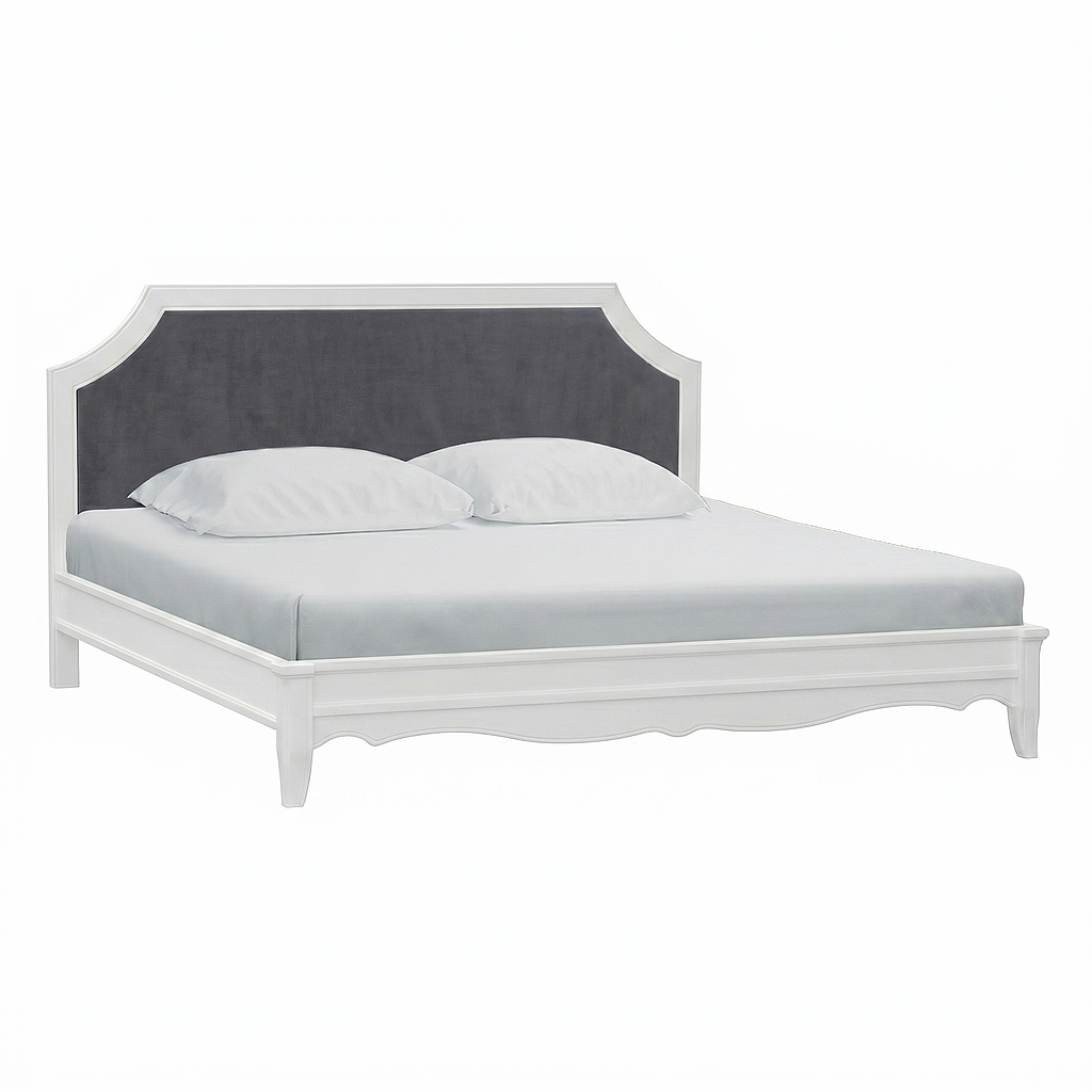 SHARON - King size bed 180x200 - Brushed white and Dark grey