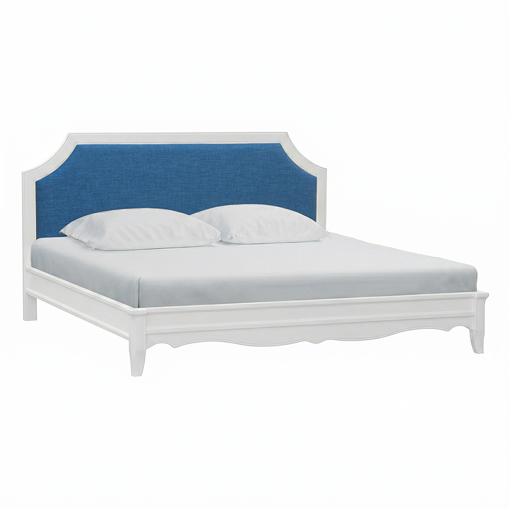 SHARON - King size bed 180x200 - Brushed white and Light blue