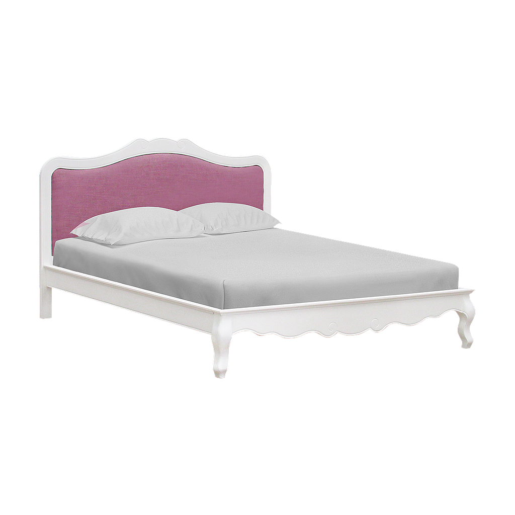 FLORIE - Queen size bed 160x200 - Brushed white and Pink