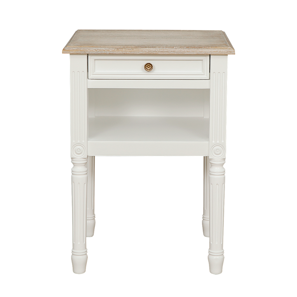 ORLEANS - Bedside table H70 - Brushed white and whitened acacia
